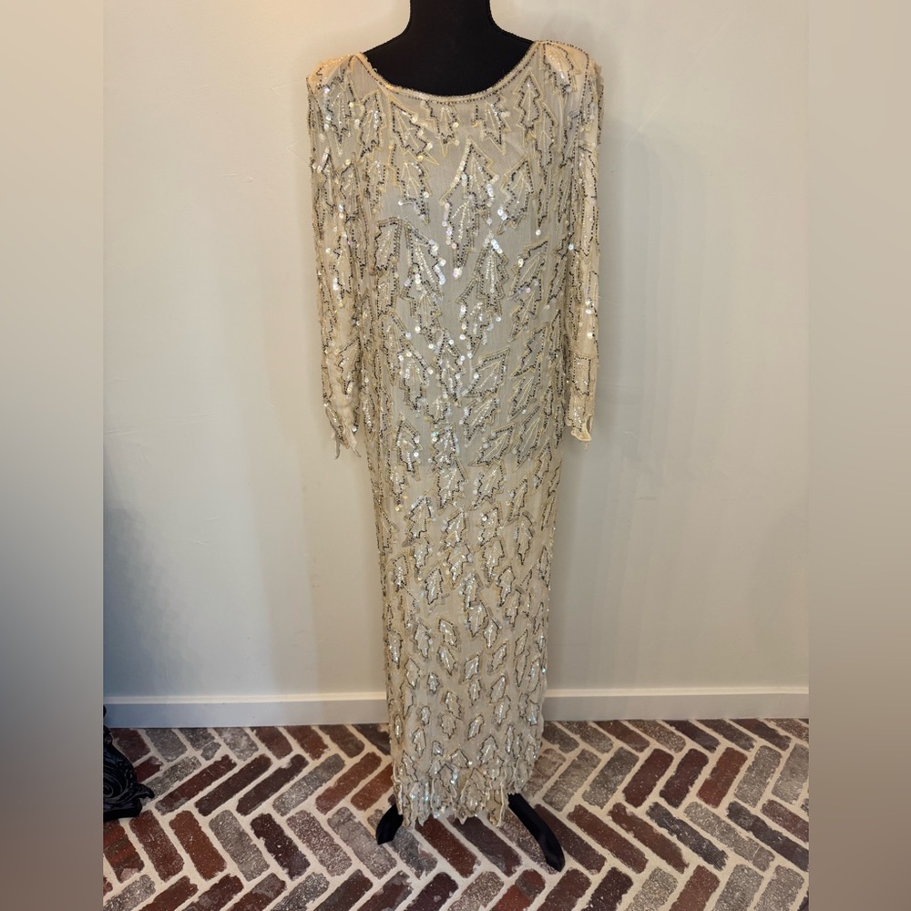 Vintage Le Mieux Sequin Long Formal Dress • Size Large (fits like a size 4-6)